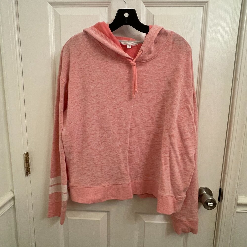 Victoria’s Secret Heathered Pink Hoodie White Logo on Hood size L